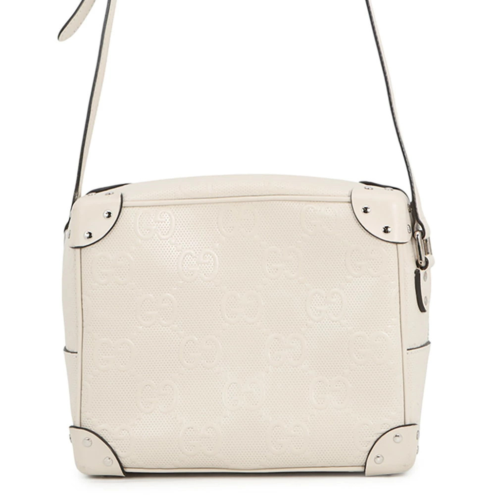 Gucci Shoulder Bag GG Embossed Leather White